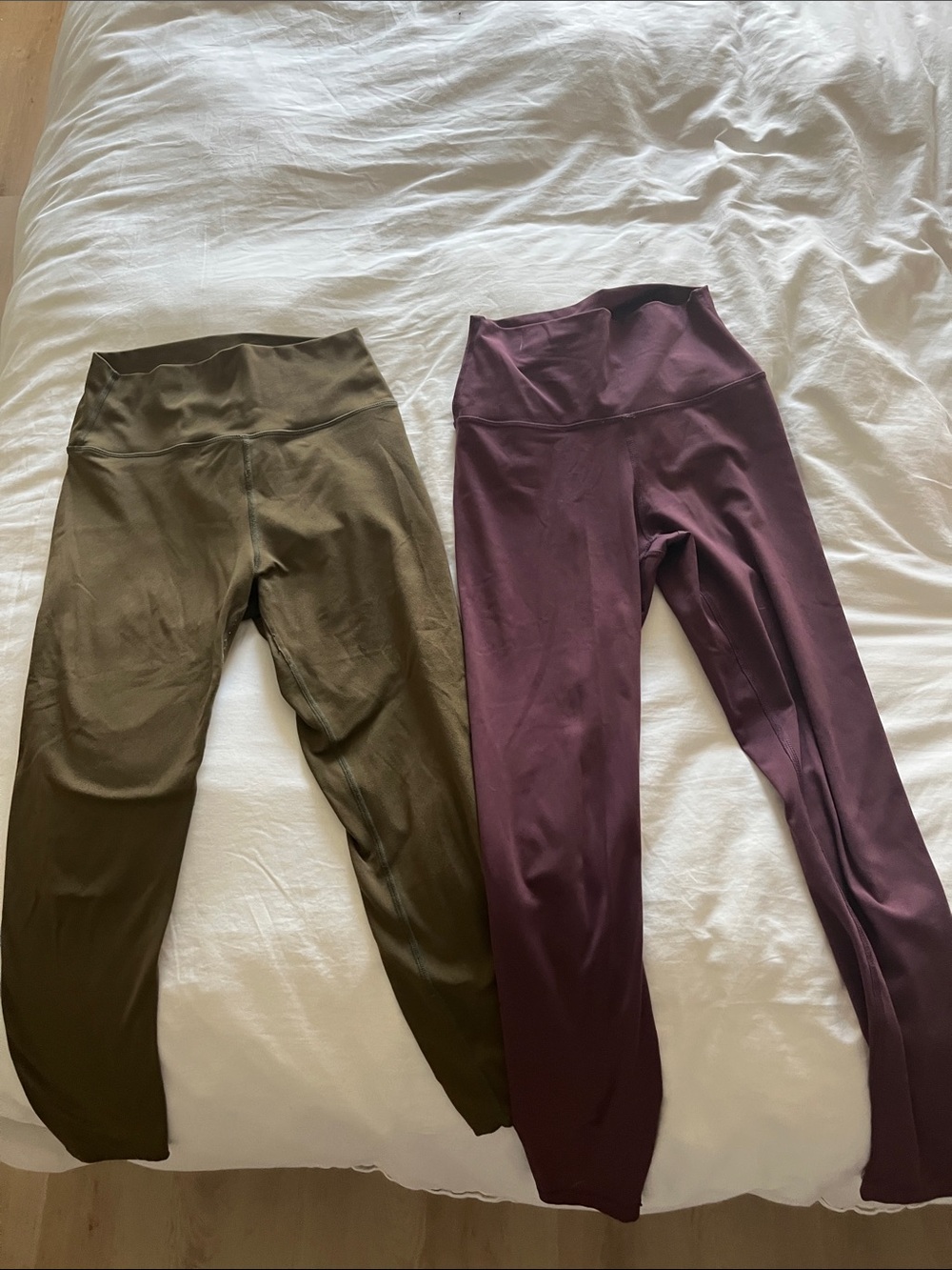 Lululemon like soft High-Waist Active Leggings Duo - Olive Green & Deep Plum